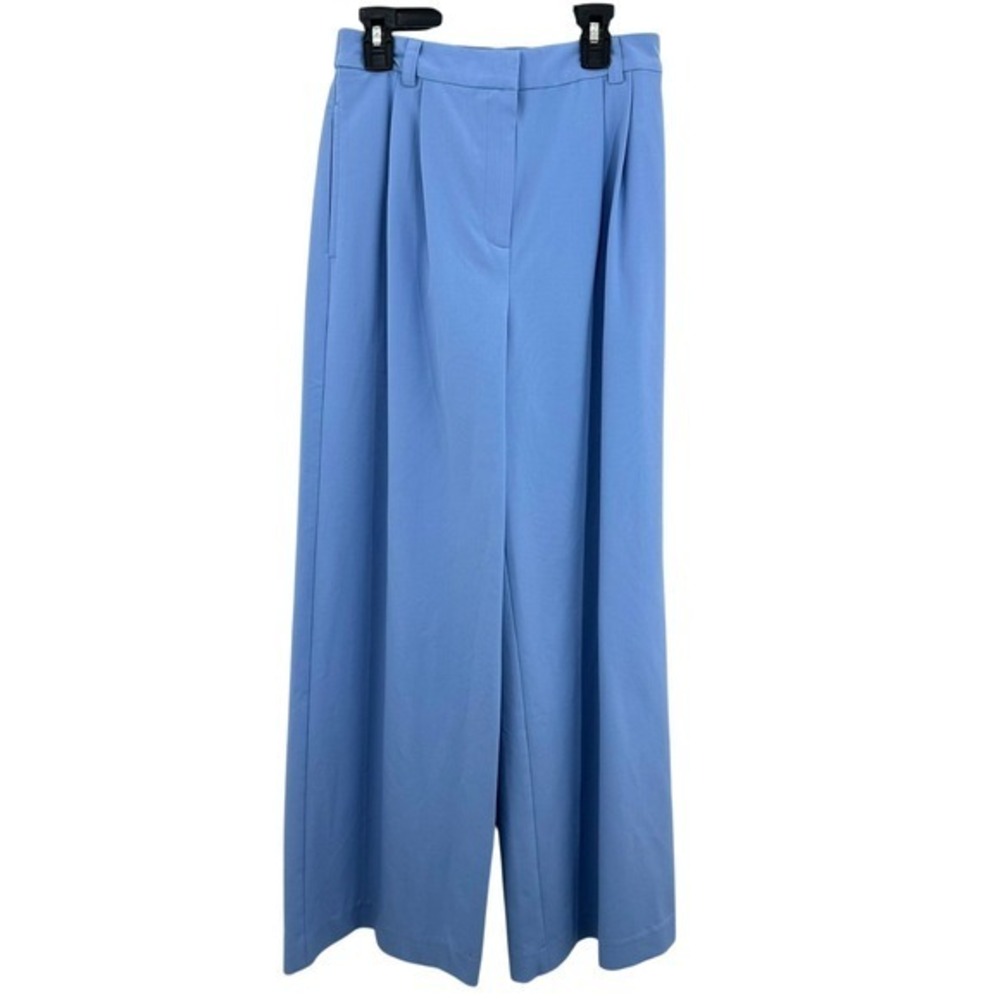 Open Edit Blue Wide Leg Pleated High Waist Career Dress Pants Women Size S